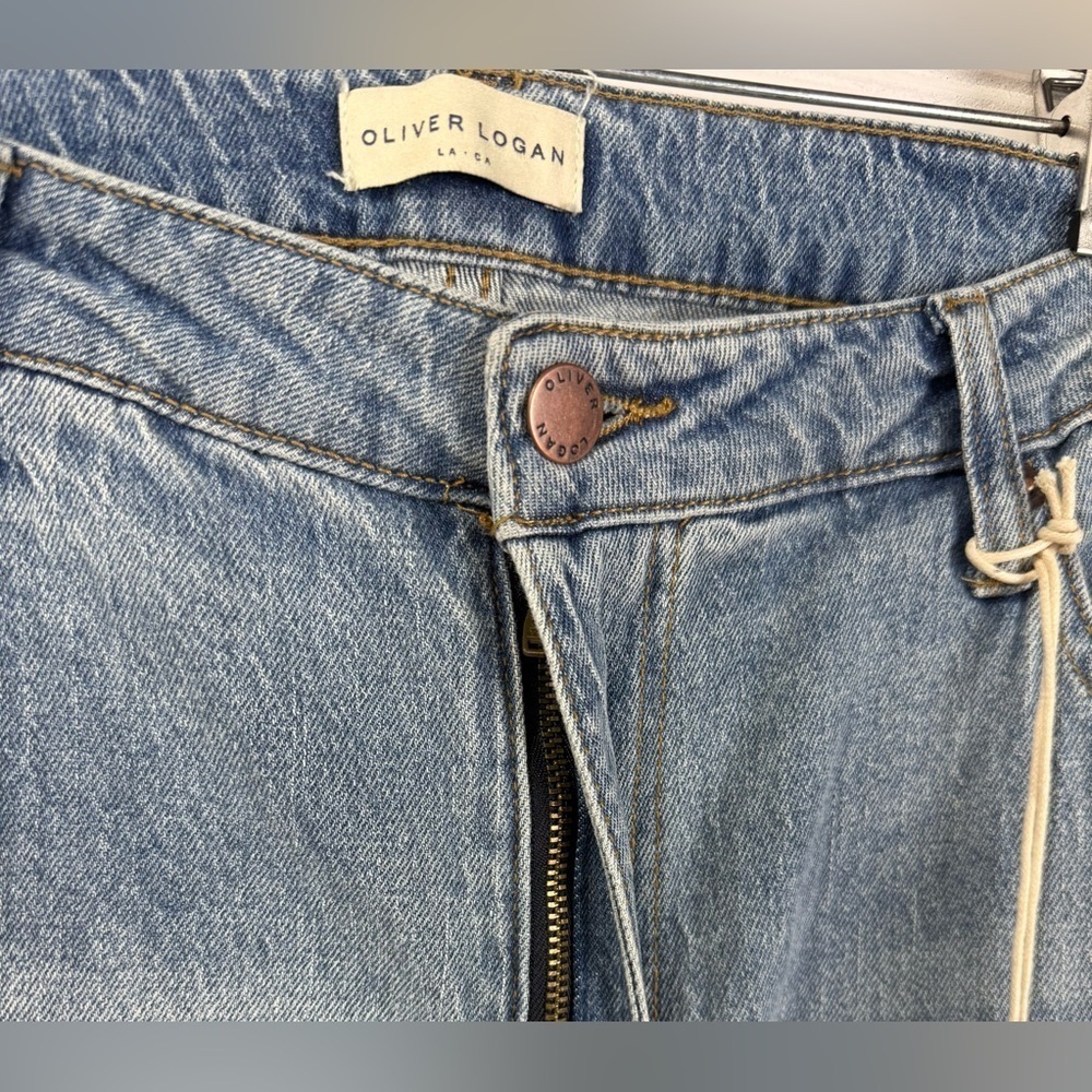 Oliver Logan women’s medium wash Aberdeen wide leg crop denim jeans. Size 33 NWT - Picture 3 of 10